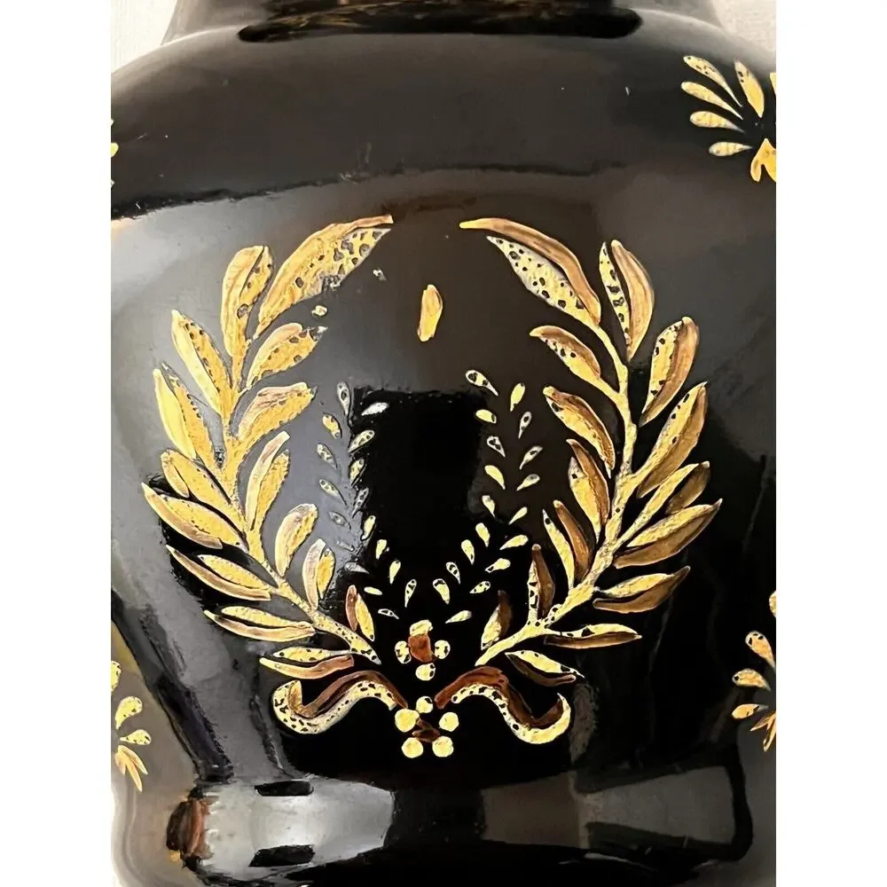 Andrea Sakek Vase Black Gold Vintage Traditional Ceramic Regency Home Decor
